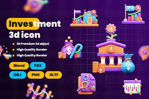 Investment 3d Illustration Icon Pac