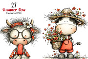 Watercolor Summer Cow Clipart, an Illustration by SinaCreation (Thumbnail 1 of 7)