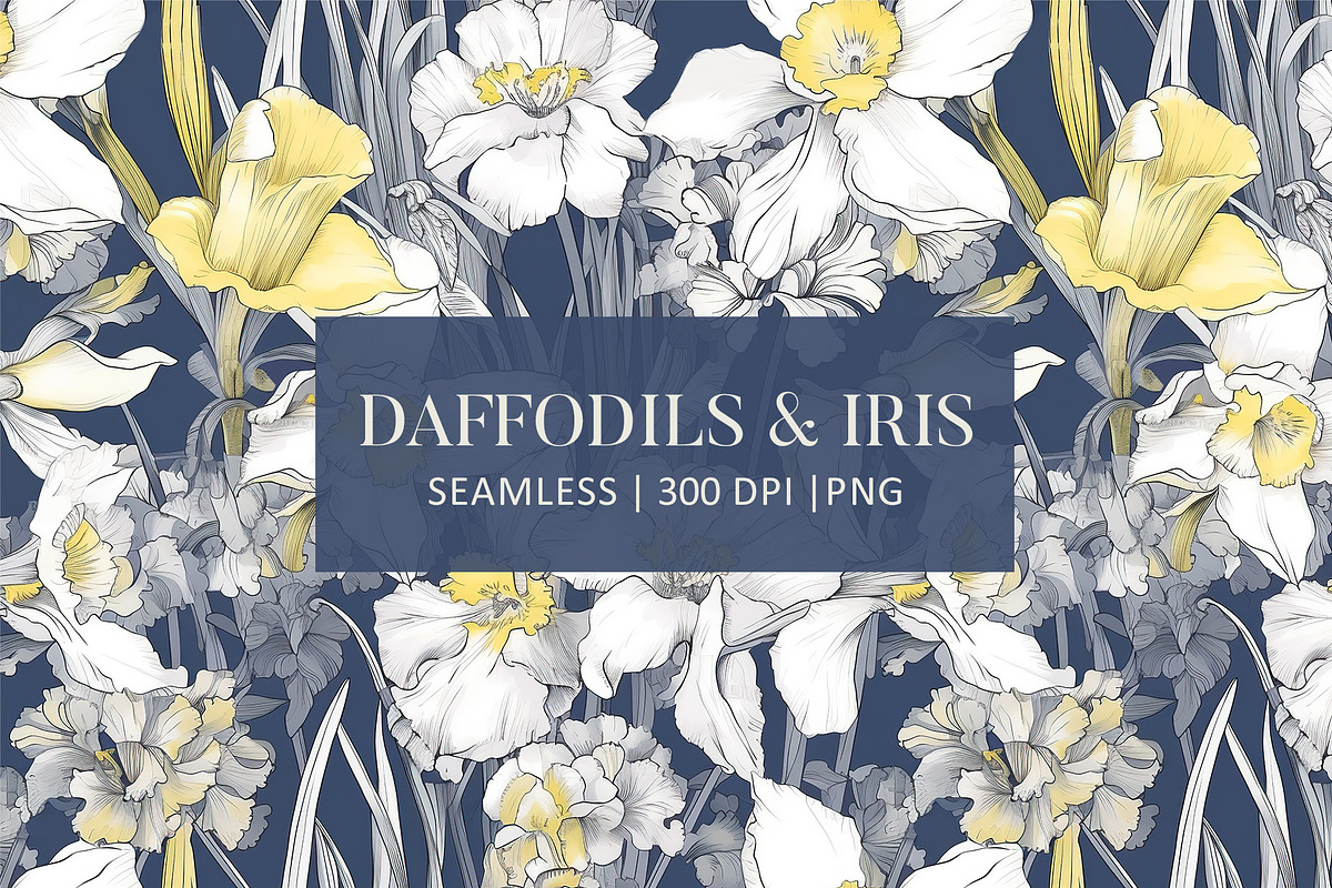DAFFODIL & IRIS Seamless Pattern 03, a Pattern Graphic by AYAKA Studio Co. (Photo 1 of 6)