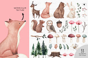 Little Forest watercolor clipart, an Animal Illustration by Estudio 812 (Thumbnail 3 of 9)
