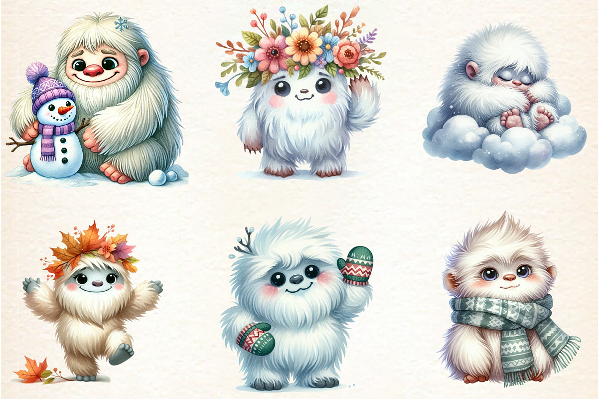 Cute Yeti Digital Clipart, an Illustration by DreamArtGraphic (Photo 2 of 4)