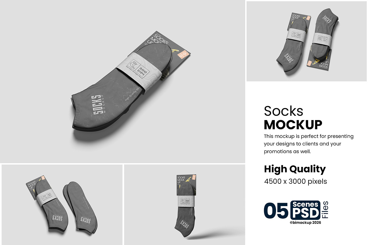 Socks Mockup For Branding, an Advertising Mockup by bimockup (Photo 1 of 6)