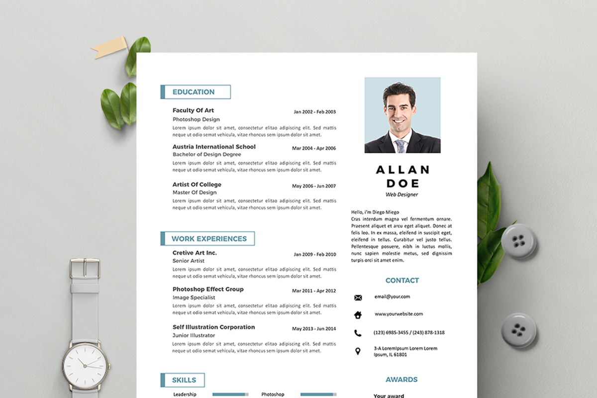 Creative Resume & CV Template, a Resume Template by Hito Graphic (Photo 2 of 8)