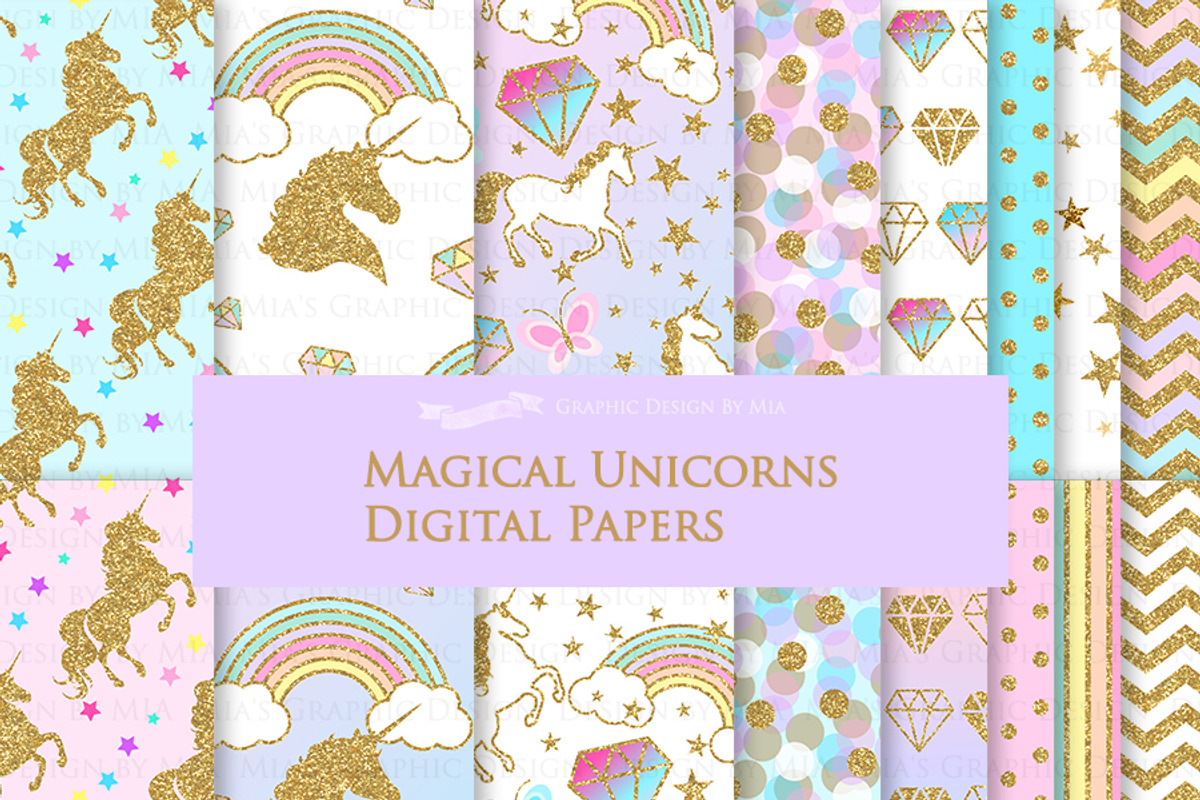 Magical Unicorns, Einhorn, Gold, an Illustration by Mia's Graphic Design (Photo 9 of 11)