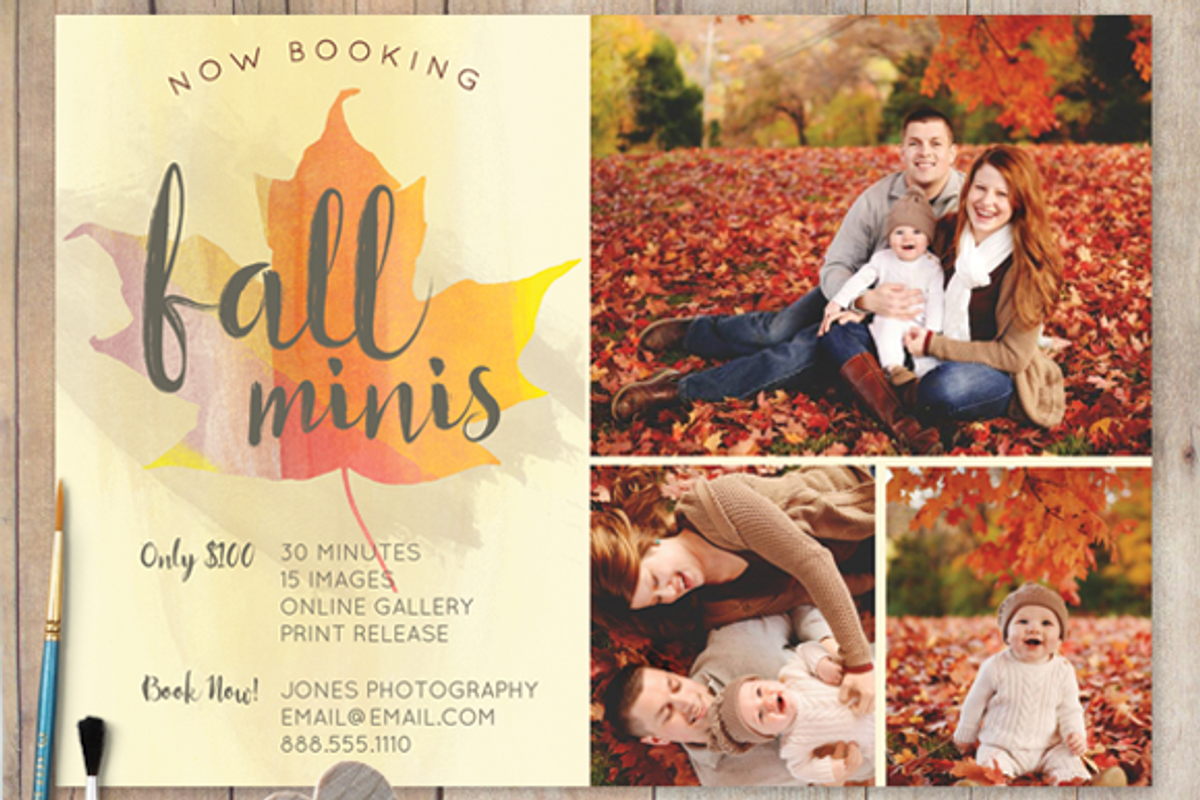 Fall Mini Session PSD Template, a Flyer Template by cardcandy