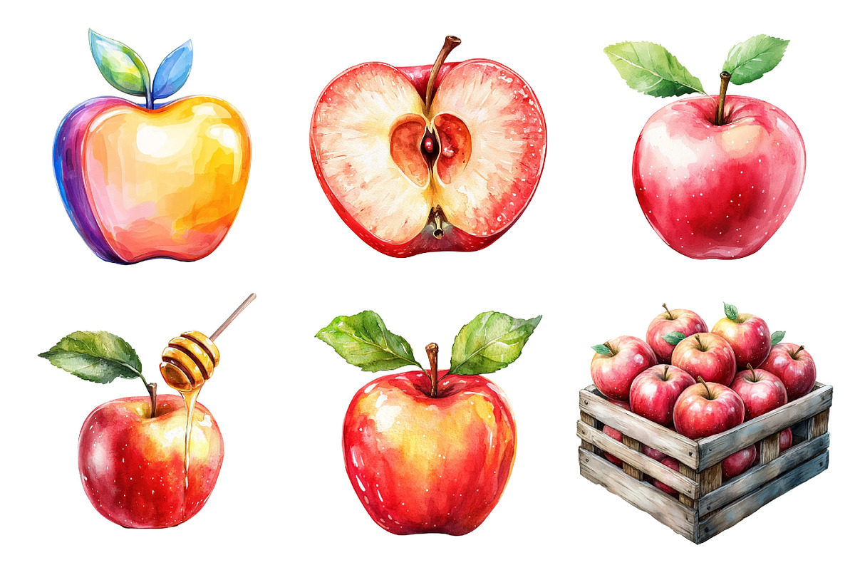 Watercolor  Apple Clipart Bundle, an Illustration by Daily.Designs (Photo 3 of 5)