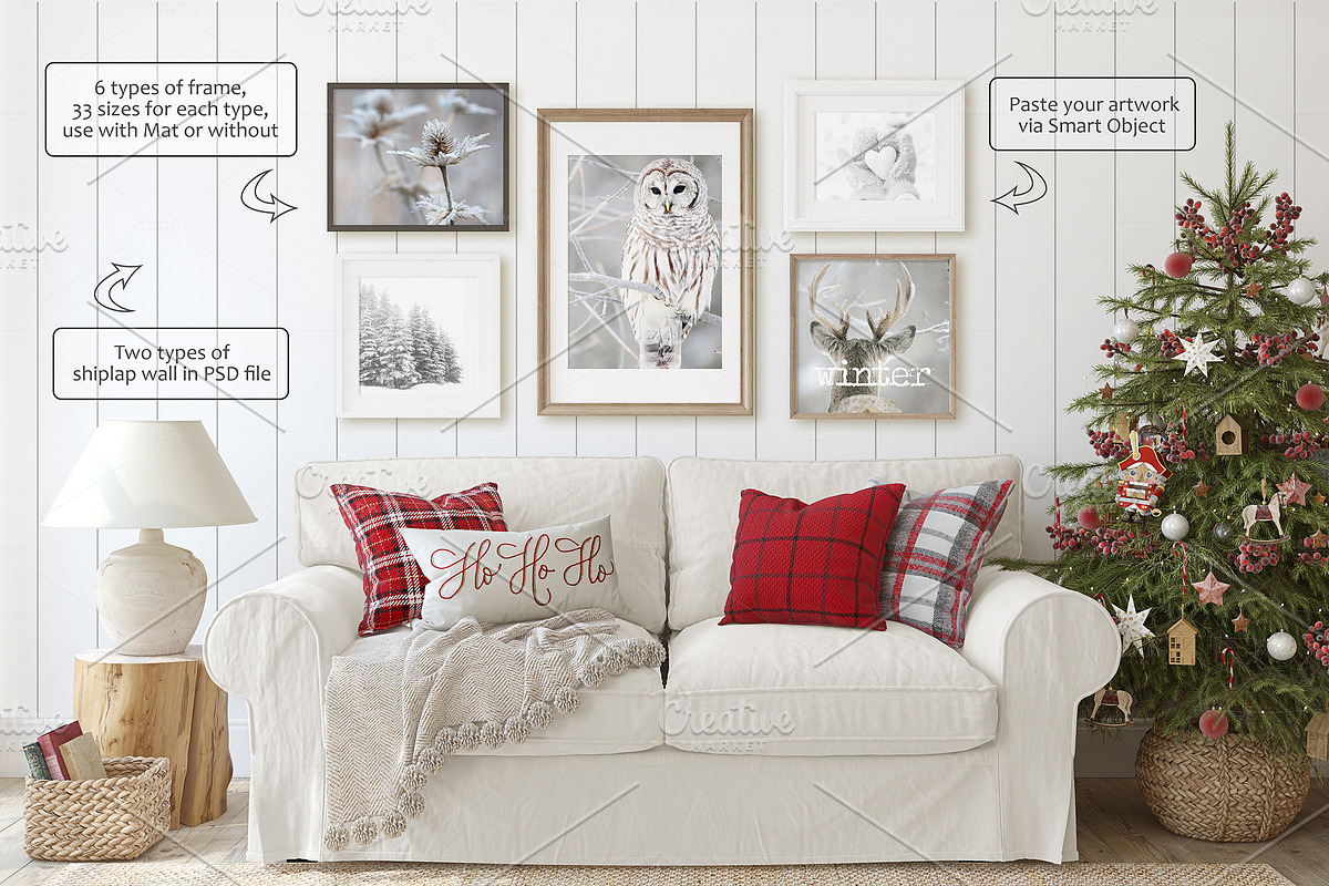 COZY CHRISTMAS Wall&Frame Mockups, a Poster Template by MyHomeMockups (Photo 6 of 12)