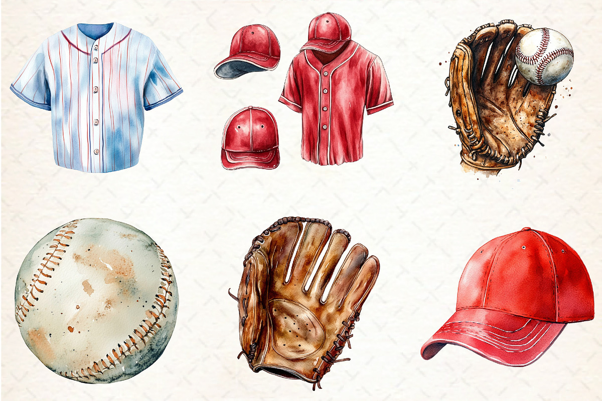 Baseball Elements Clipart, an Illustration by Libby Wishes (Photo 3 of 6)