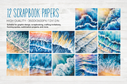 Watercolor Ocean Textures, a Background Graphic by Curve Design (Thumbnail 3 of 12)