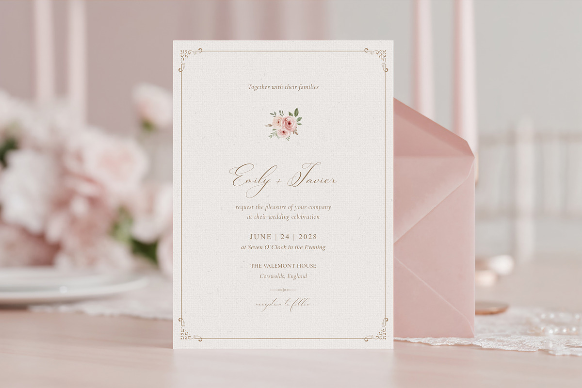 Romantic Rose Elegant Wedding Invite, an Invitation Template by by creative paper (Photo 1 of 6)