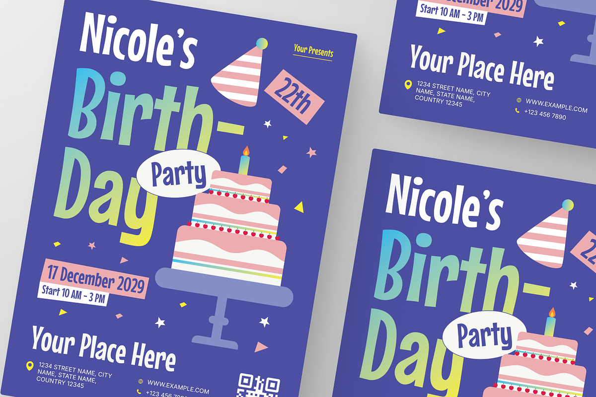 Birthday Party Flyer, a Flyer Template by Annora Studio (Photo 5 of 6)