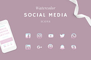 Watercolor Ombre Social Media Icons, a Templates & Theme by Tishya Oedit (Thumbnail 1 of 3)