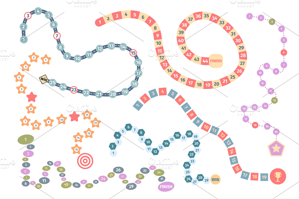 Board game routes templates. Step by, an Illustration by LadadikArt