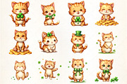 Cute St.Patrick's Kitten Cat Clipart, an Illustration by CrexoraLab (Thumbnail 3 of 5)