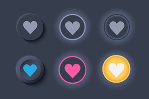 Newmorphic UI like buttons light set