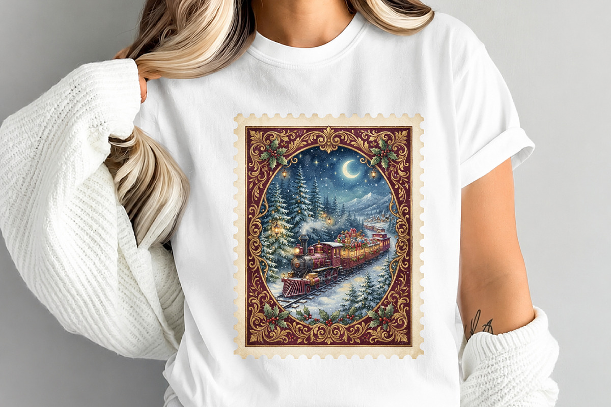 Vintage Christmas Stamps PNG Bundle, a Transportation Illustration by Digital Artistic99 (Photo 5 of 9)