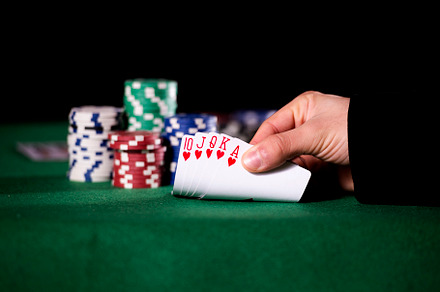 Hand with royal Flush in poker
