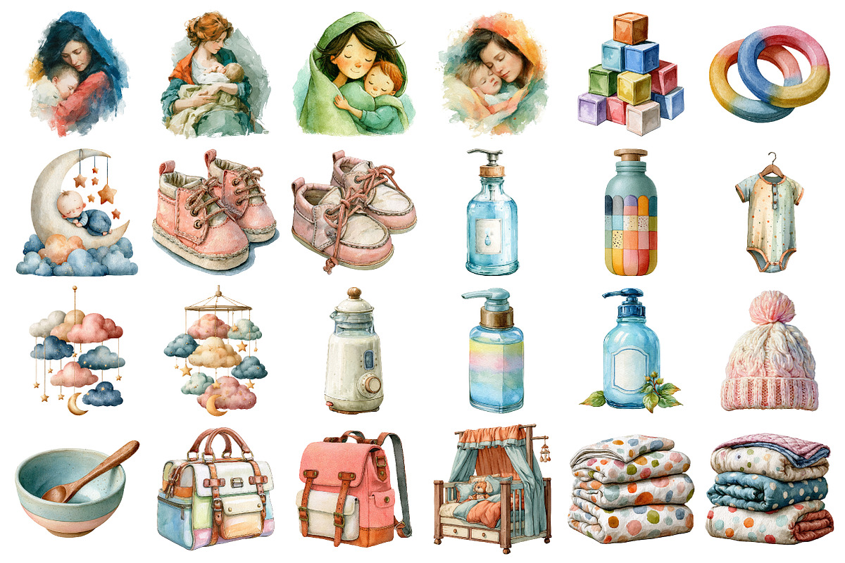 Mom & Baby Clipart Set, a Seasonal Illustration by Daily.Designs (Photo 2 of 3)