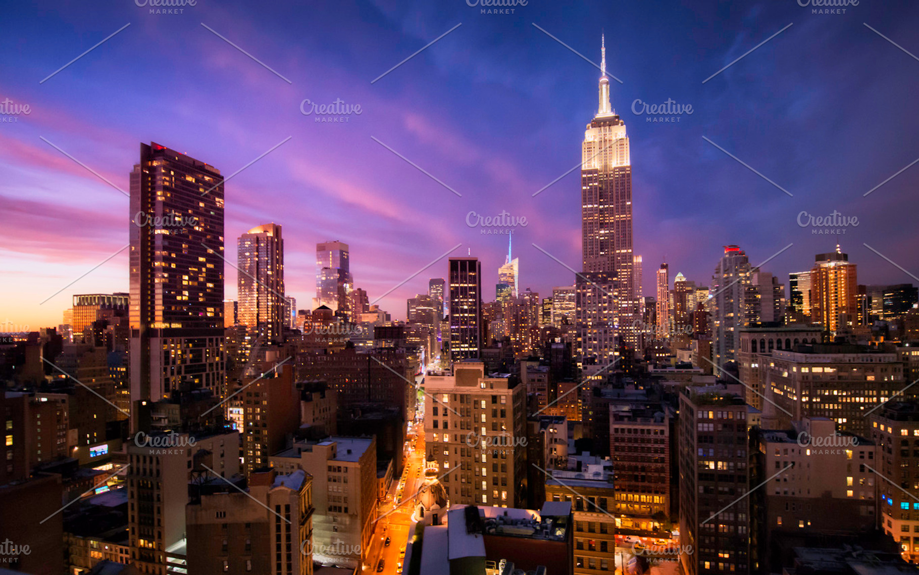 Beautiful sunset over manhattan, an Architecture Photo by inigocia