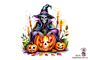 Creepy Skeleton Witch PNG Bundle, a Graphic by Clipart Studio (Thumbnail 4 of 11)