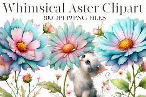 Whimsical Aster Clipart, an Illustration by Designworld