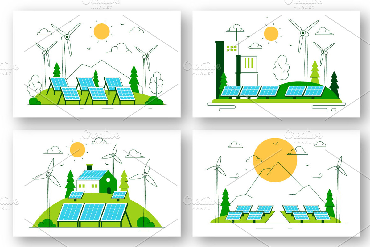 10 Solar Farms Illustration, a Technology Illustration by denayunebgt (Photo 3 of 4)