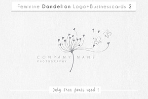 Feminine Dandelion logo+businesscard