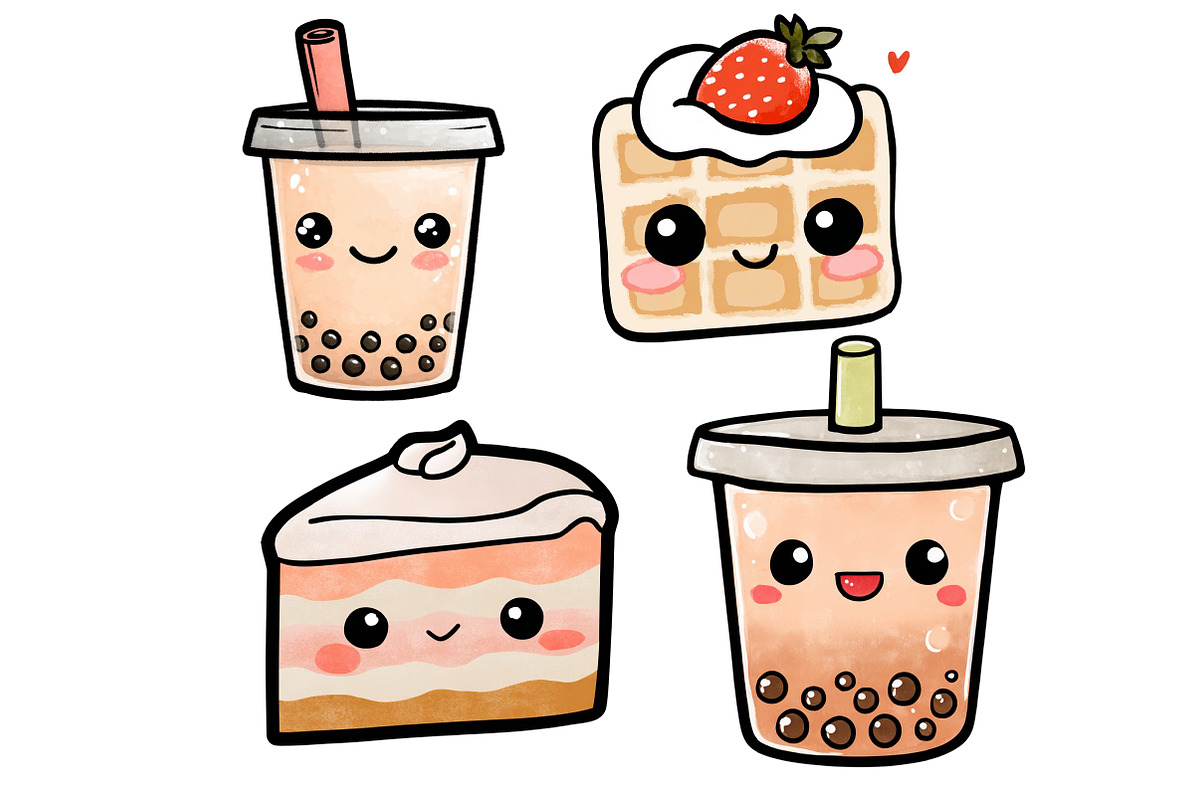Kawaii Sweets and Drinks Clipart, an Illustration by Designworld (Photo 4 of 4)