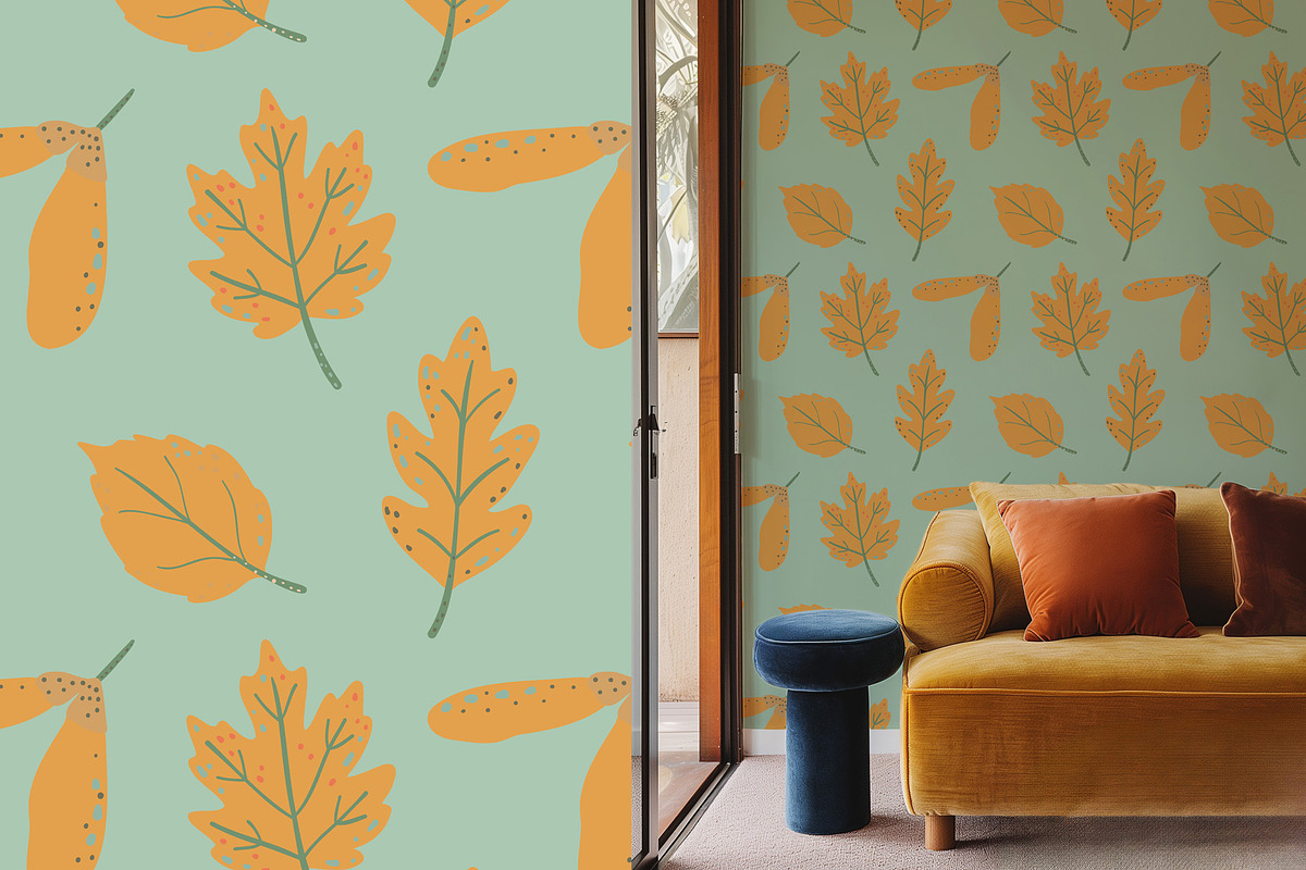 Autumn Leaves clipart & patterns, a Seasonal Illustration by Carpet Tapete Pretzel (Photo 9 of 11)