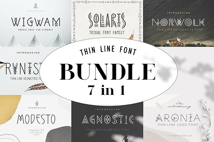 Thin Line Font Bundle: 7 in 1, a Symbol Font by Struvictory.art