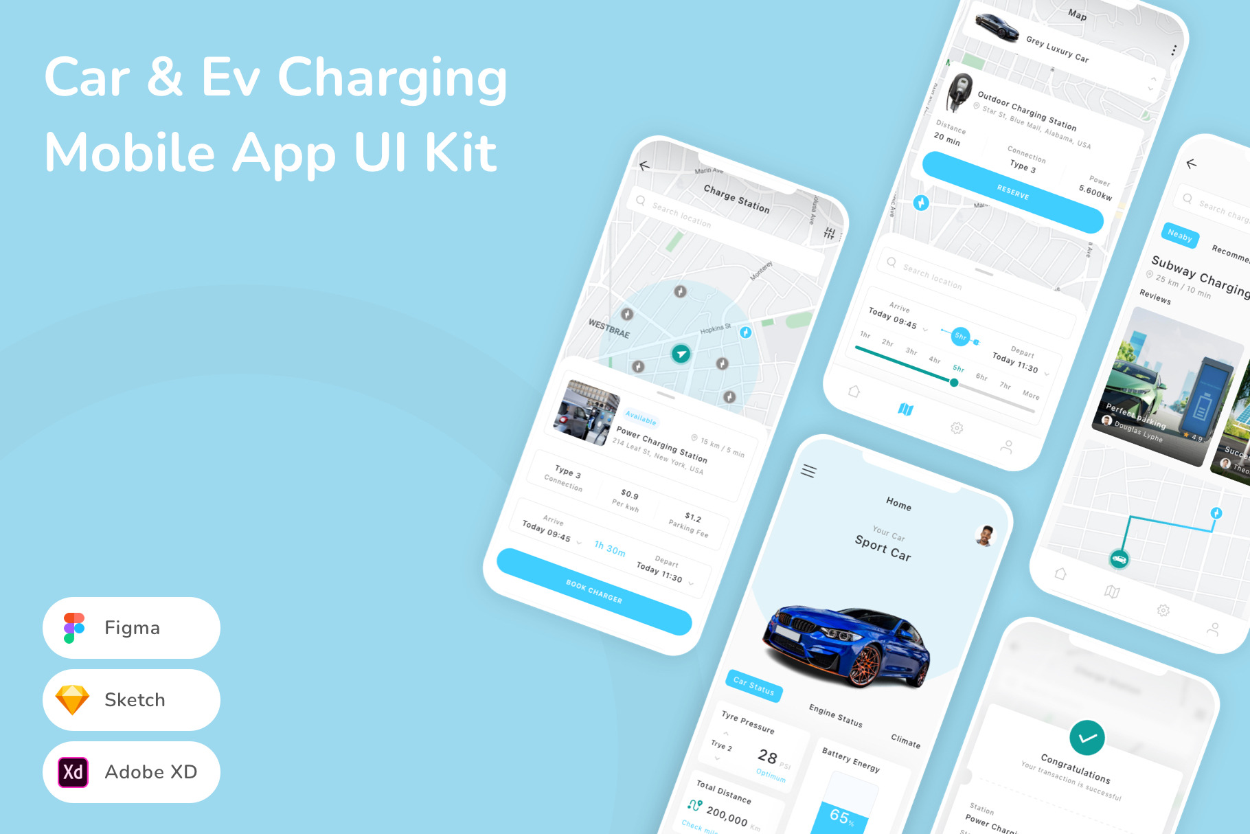 Car & Ev Charging Mobile App UI Kit, an UI Kit Template by Betush