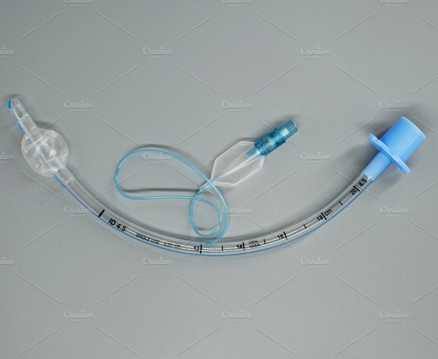 Single-Use Endotracheal Tube with Cuff. A clear, flexible medical device design, a Photo by Rohan Photography