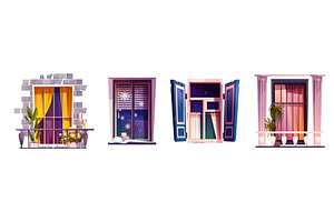 Different window shutters set, an Object Illustration by art PVP - market