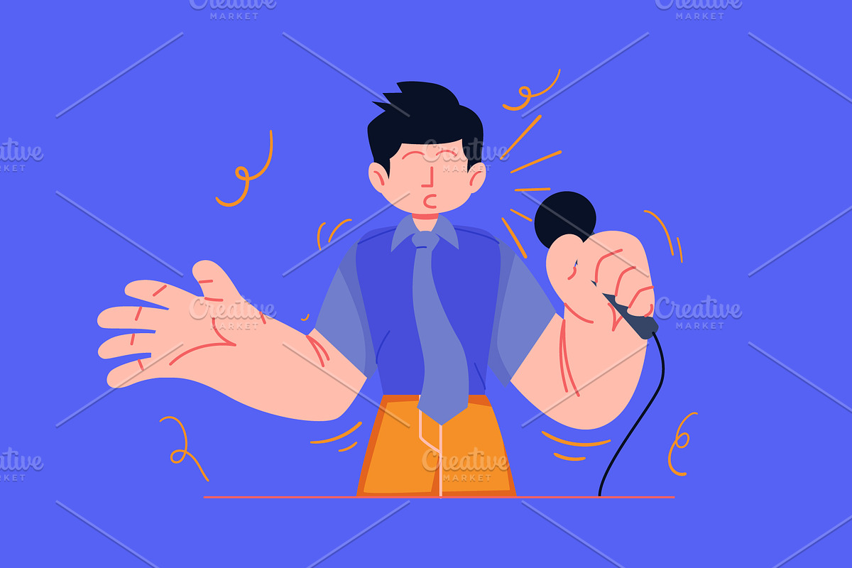 Businessman Speaking on Microphone, a Person Illustration by Ahmad_Studio