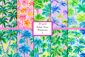 Seamless Preppy Palm Tree Patterns