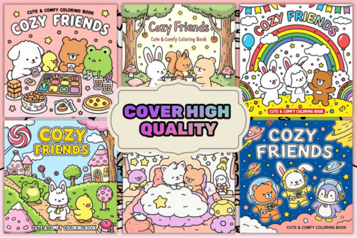 Cozy Friends Cute Coloring Pages, a Decorative Illustration by Akrinity Digital (Photo 4 of 4)
