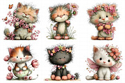 Whimsical Spring Cat Clipart, an Illustration by Daily.Designs (Thumbnail 7 of 7)