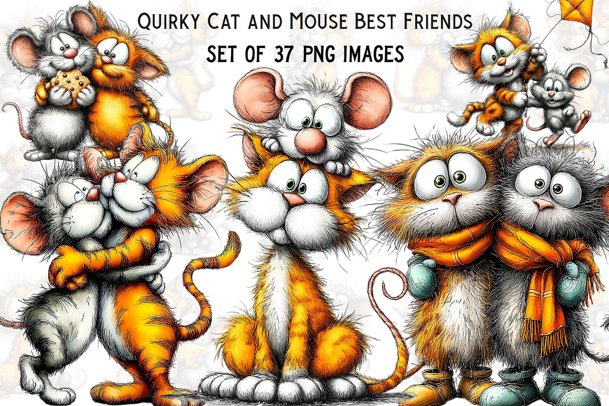 Quirky Cat and Mouse Best Friends, an Illustration by Craft Nest (Photo 1 of 9)