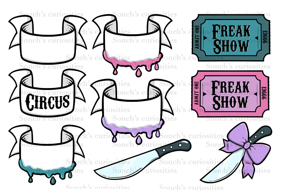 Spooky and cute CIRCUS, PNG clipart, an Illustration by Sonch' s Curiosities (Photo 2 of 3)