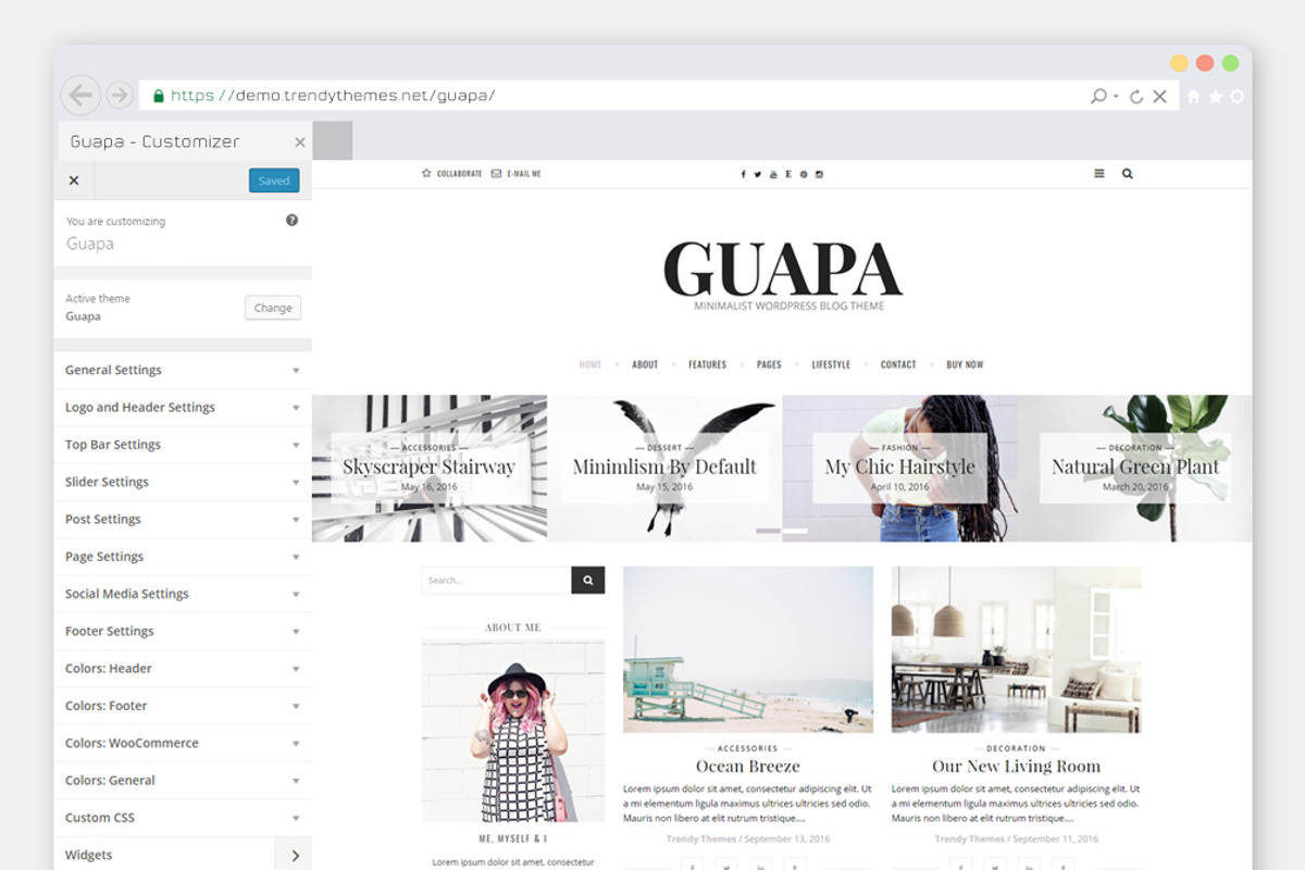Minimal WordPress Blog Theme Guapa, a WordPress Template by Trendy Themes (Photo 2 of 3)