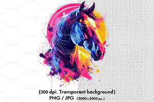 Vibrant horse head illustration., an Animal Illustration by yod67