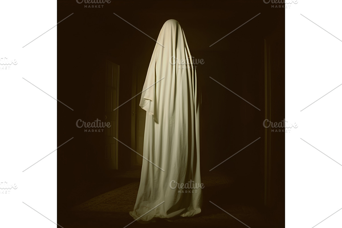 Ghost In Haunted House Hallway, a Seasonal Illustration by sirylok