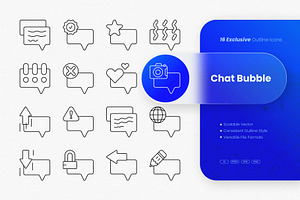 Chat Bubble Outline Icons, an Outline Icon by cidcud_graphic