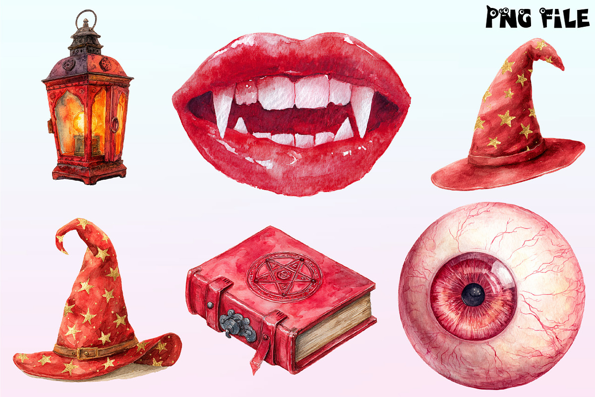 Red Halloween Watercolor Clipart, a Graphic by CitraGraphics (Photo 2 of 4)