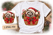 Christmas Raccoon PNG, a Seasonal Illustration by Watercolor design (Thumbnail 2 of 3)