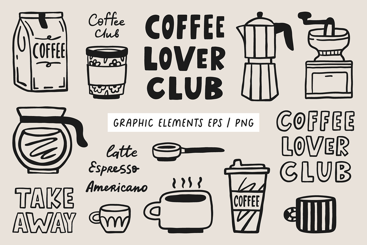 Coffee shop graphic elements, a Food Illustration by piyacler (Photo 2 of 6)