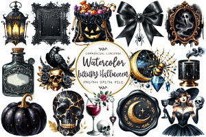 Luxury Black Halloween Clipart, an Illustration by OK Design