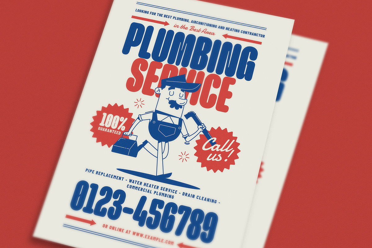 Retro Plumbing Service Flyer, a Flyer Template by Guuver (Photo 2 of 3)