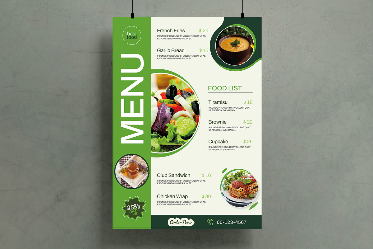 Food Menu Flyer Template, a Flyer Template by MightyDesign (Photo 1 of 6)