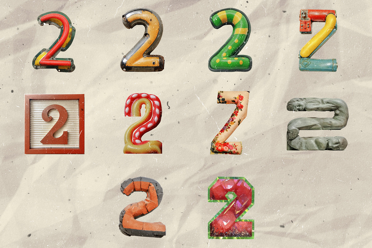100 Stylized Numbers for Collage Art, an Object Graphic by Megan Aili Designs (Photo 3 of 12)